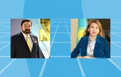 The Chairman of the Board of N. Nazarbayev Center Bulat Sarsenbayev negotiated with the Chairman of the Information Committee Lyazzat Suyndik
